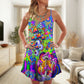 Stay Trippy Hippie Mushroom – Women's Summer Sleeveless V-Neck Camisole Dress