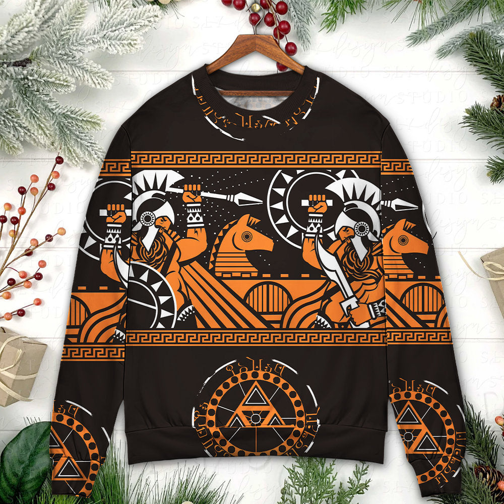 Warrior Spartan Battle Art Style – Sweater - Ugly Christmas Sweater