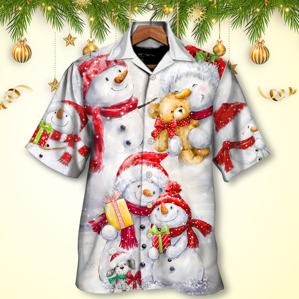 Romantic Snowman Christmas Painting – Hawaiian Shirt