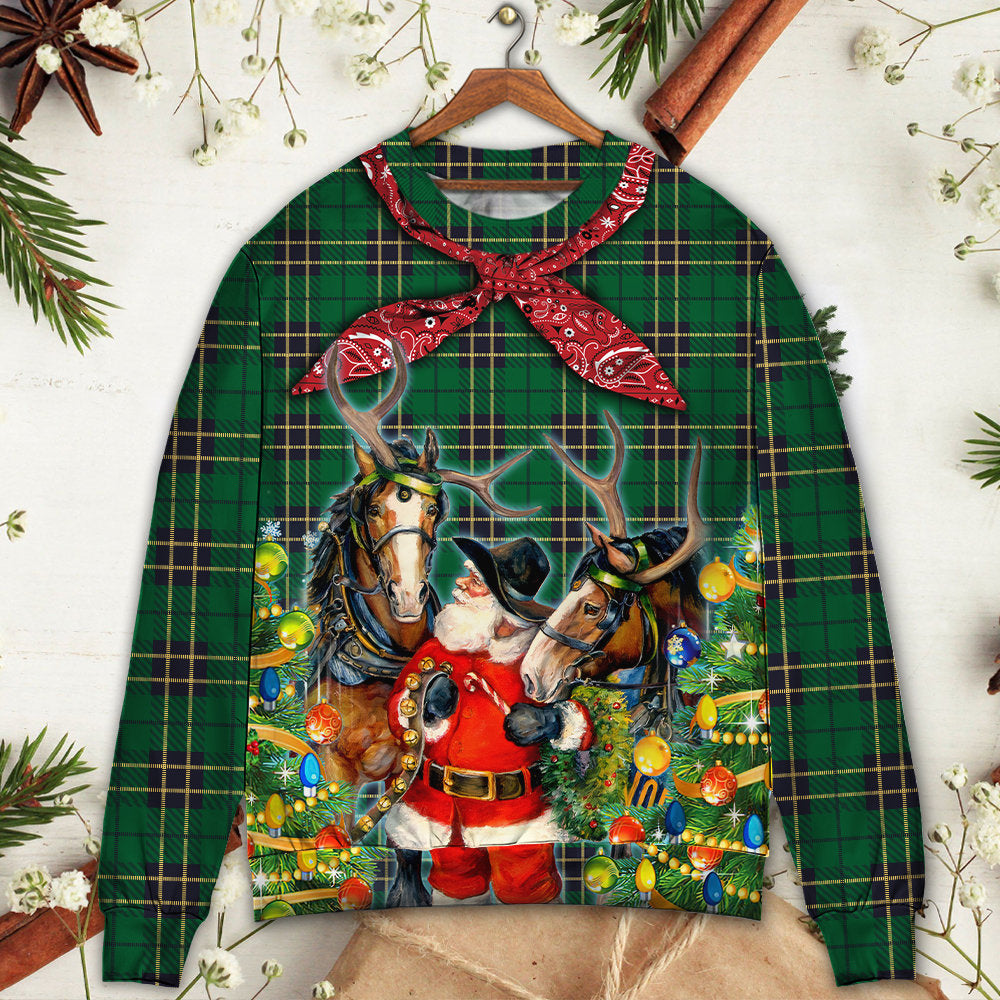 Christmas Santa Cowboy Green Style – Sweater - Ugly Christmas Sweater