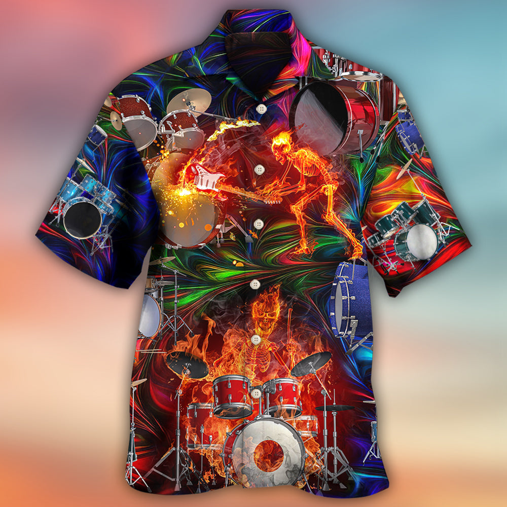 Drum Is My Life Fire Skull Art – Hawaiian Shirt