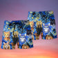 Cat Starry Night Funny Cat Painting Art Style - Beach Short - Owls Matrix LTD