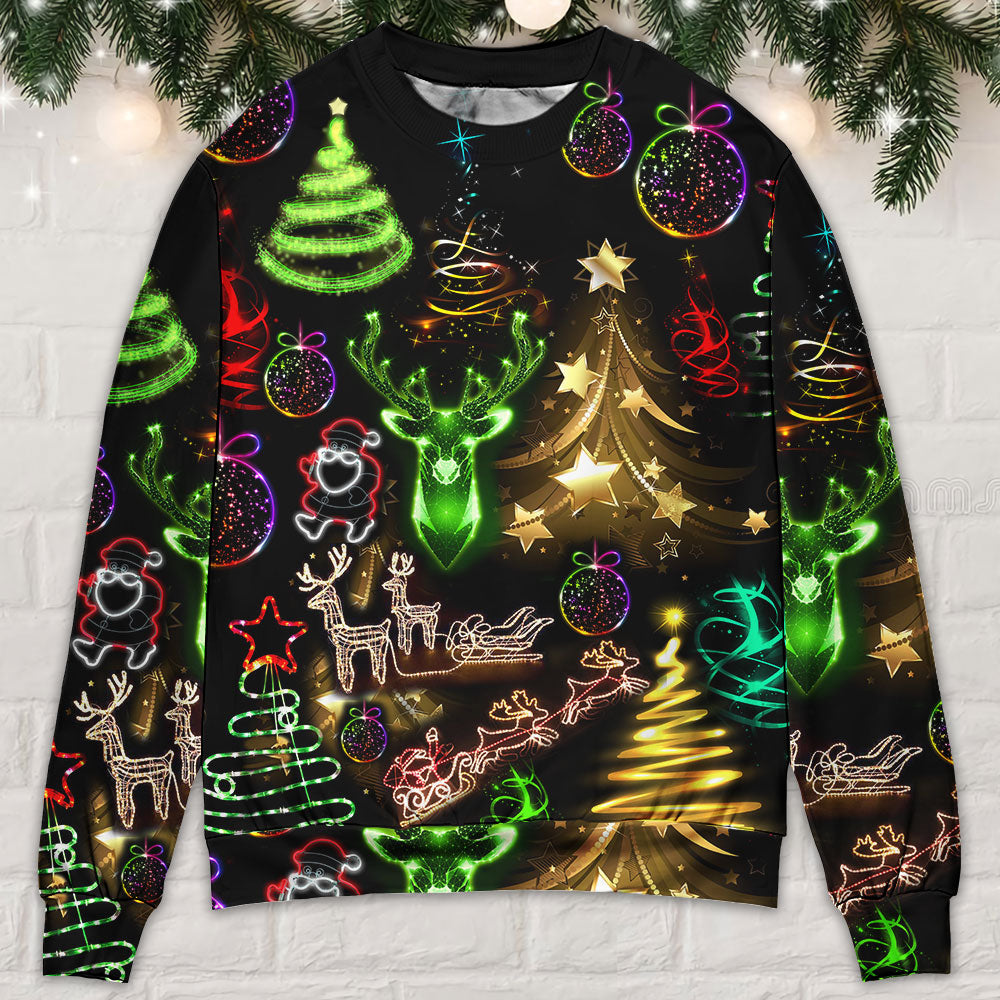 Christmas Neon Tree And Snowman Cool – Sweater - Ugly Christmas Sweater