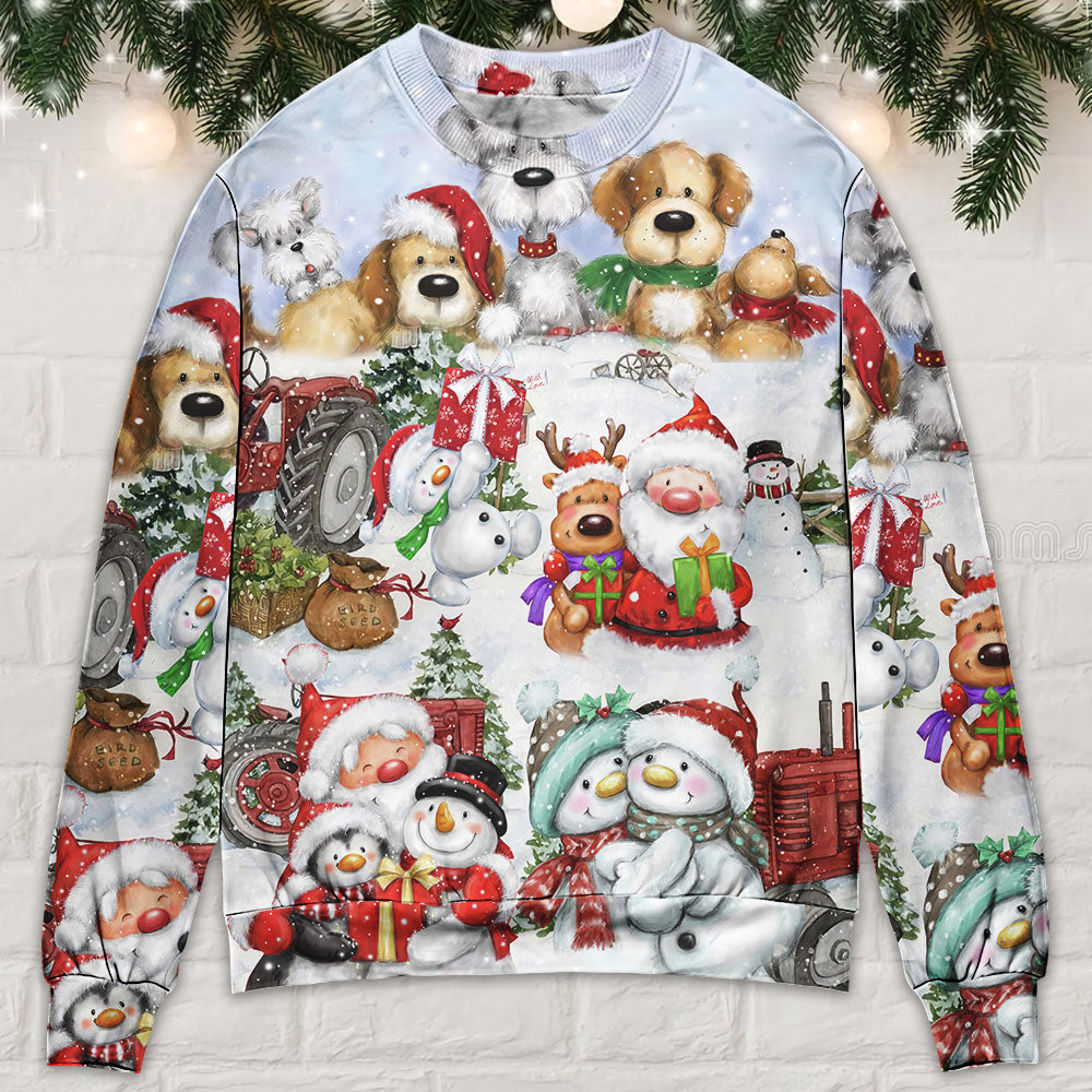 Santa And Snowman Happy Together – Sweater - Ugly Christmas Sweater