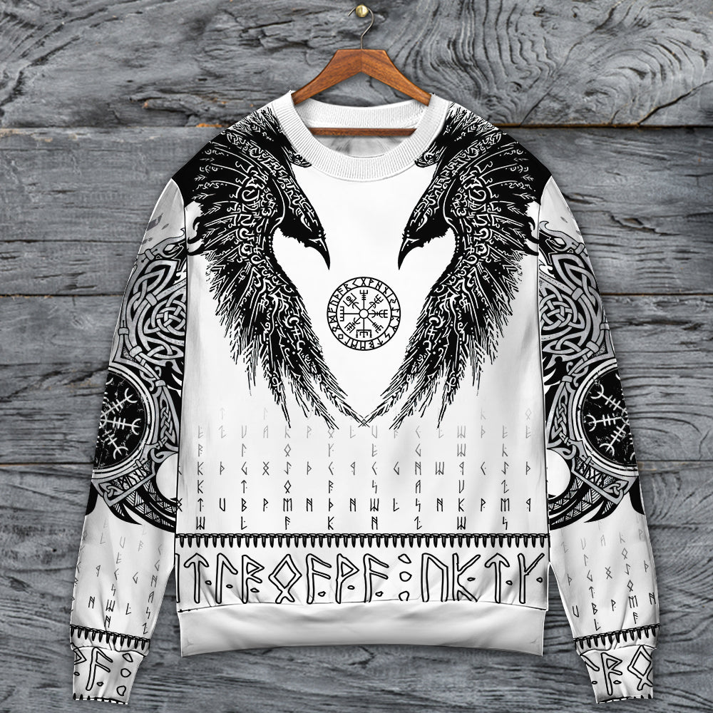 Viking Black Runic Raven Nordic Style – Sweater - Ugly Christmas Sweater