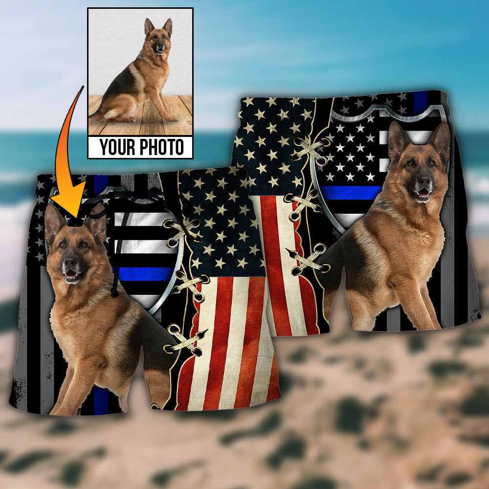 German Shepherd Dog Various Style Custom Photo Personalized - Beach Short - Owls Matrix LTD