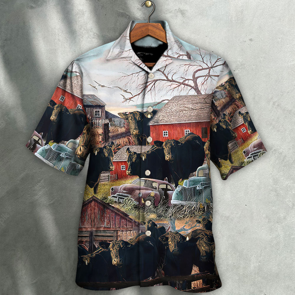 Cow On The Farm Rustic Country Art – Hawaiian Shirt