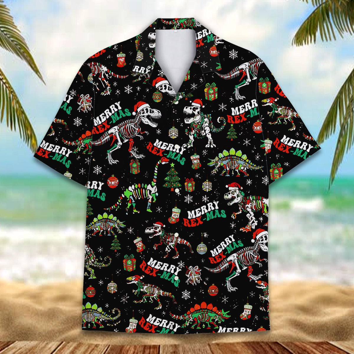 Christmas T-Rex Skeleton Funny Dinosaur Holiday – Hawaiian Shirt