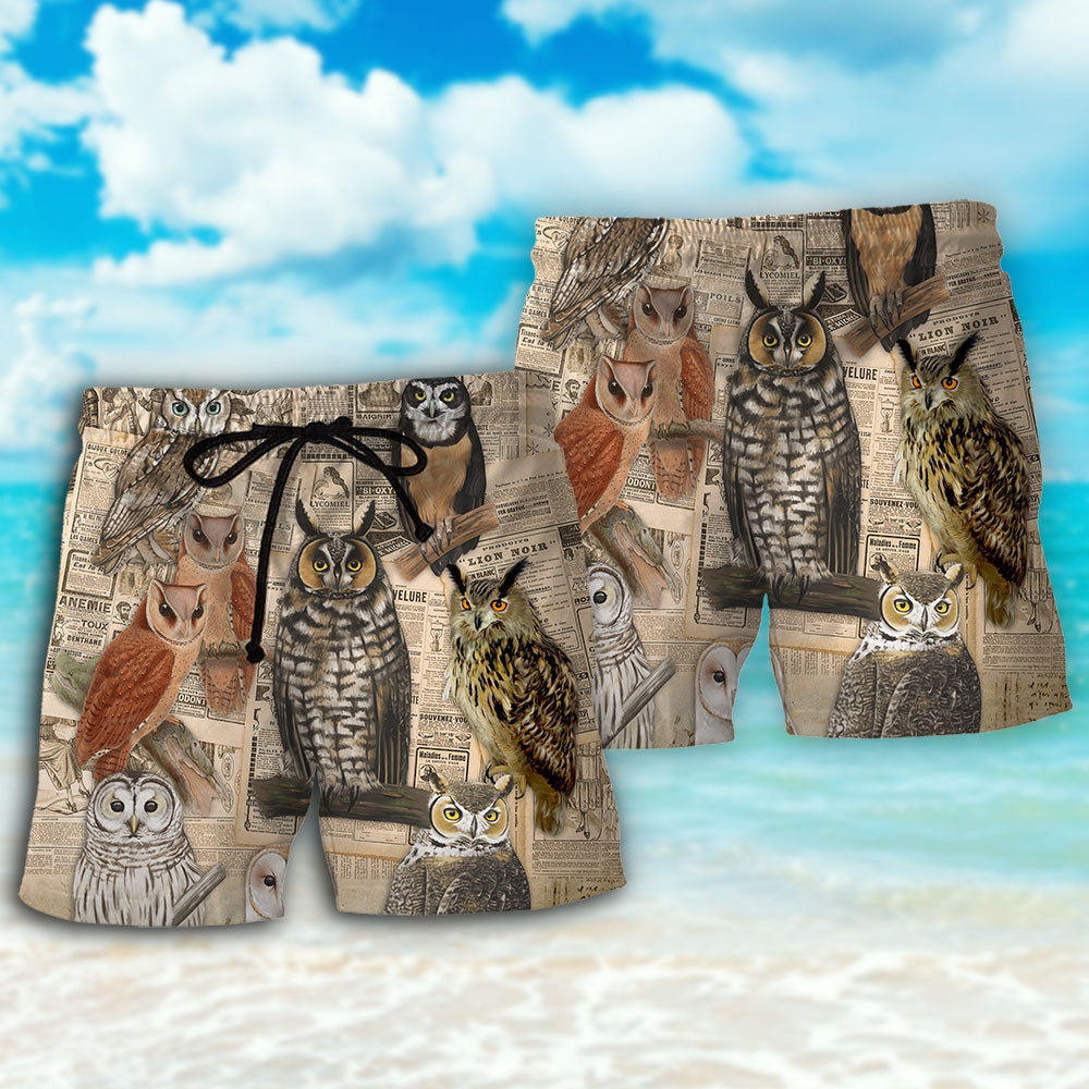 Vintage Owl Paper Art – Beach Short
