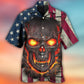 Burning Skull Angry Patriotic Vintage - Hawaiian Shirt