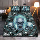 Blue Flame Skull Bedding Cover For Gothic Bedroom Decor