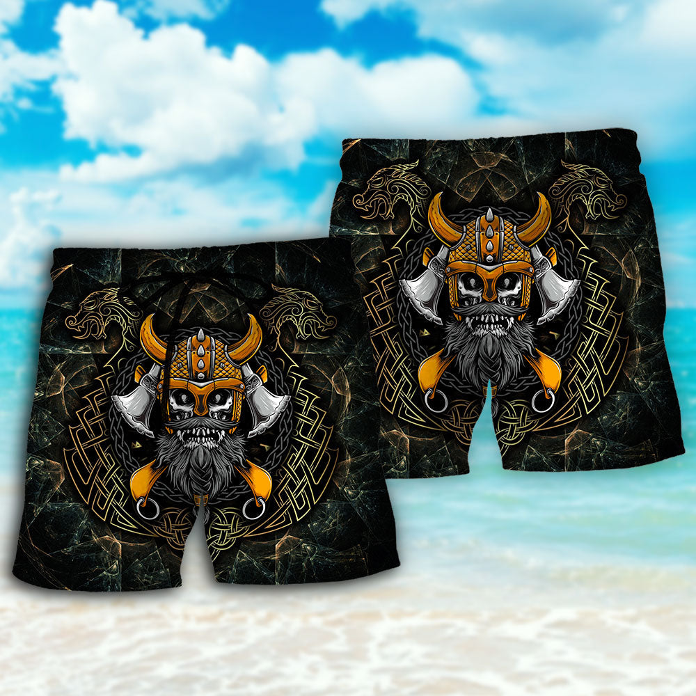 Viking Skull King Dark Fantasy Art – Beach Short