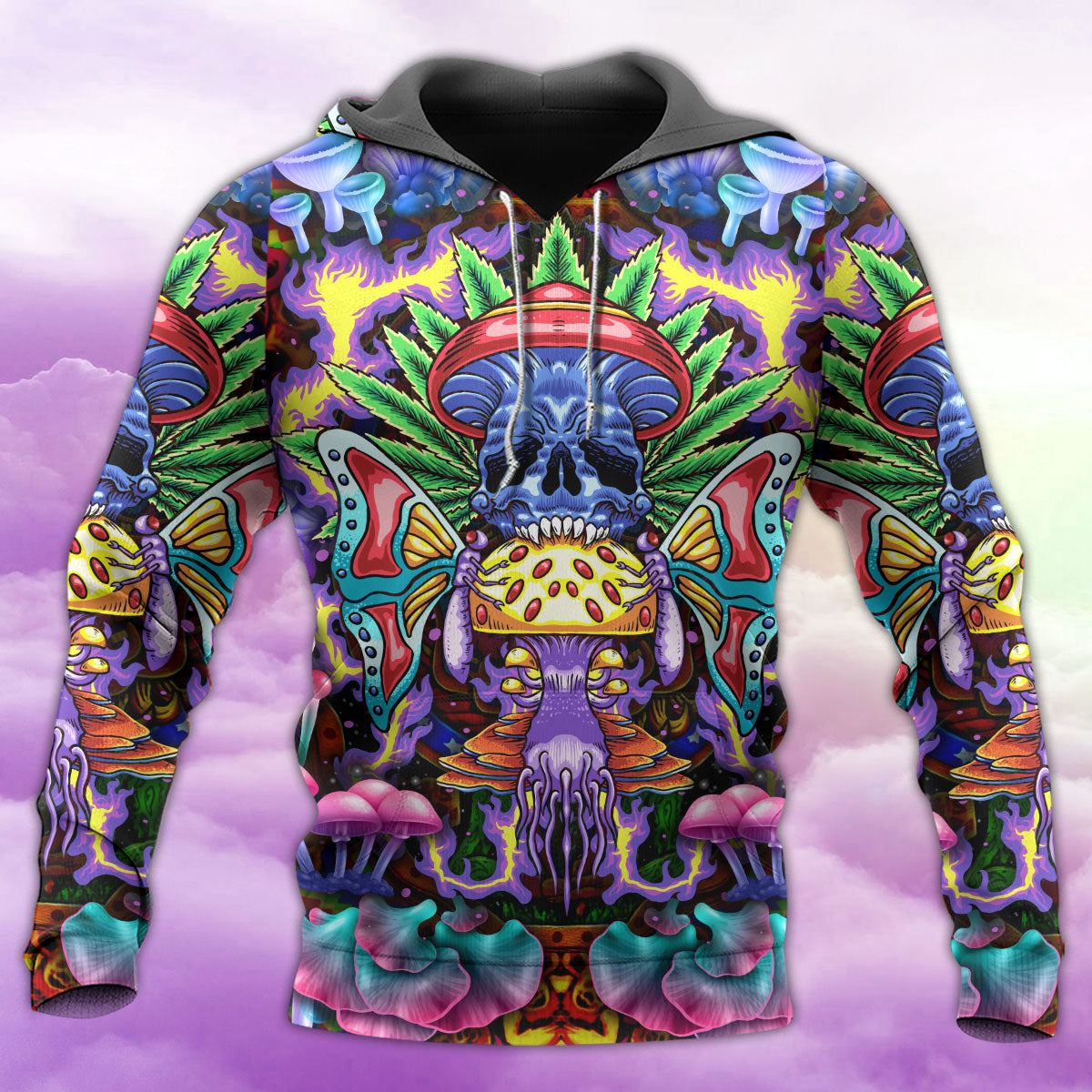 Hippie Mushroom Skull Art - 3D Hoodie
