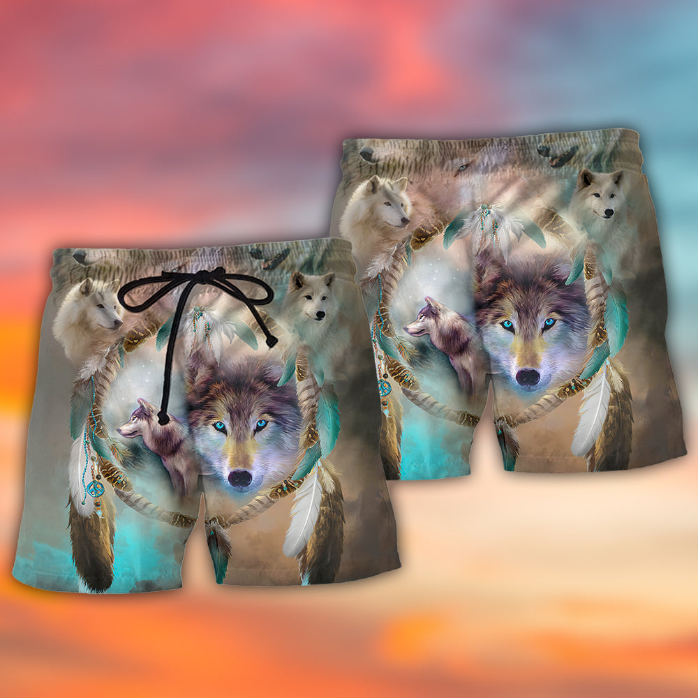 Native Wolf Dreamcatcher Spiritual – Beach Short