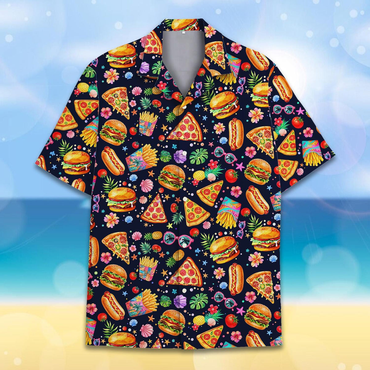 Fast Food Burger Pizza Fries Hot Dog Tropical – Hawaiian Shirt