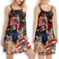 Happy Fireworks Cat Celebration – Women's Summer Sleeveless V-Neck Camisole Dress
