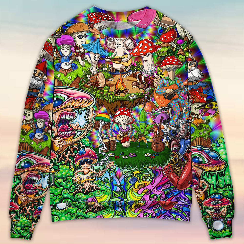 Hippie Mushroom Music Life Art – Sweater - Ugly Christmas Sweater