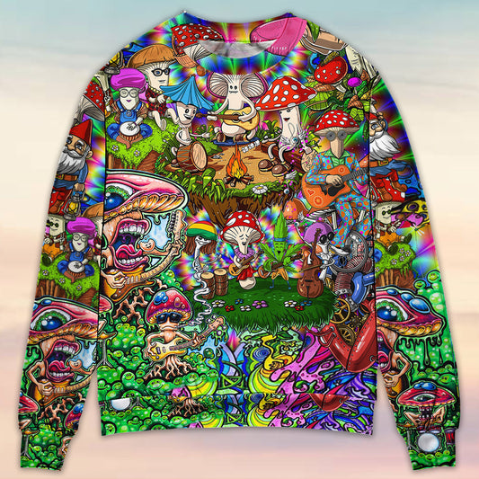 Hippie Mushroom Music Life Art – Sweater - Ugly Christmas Sweater