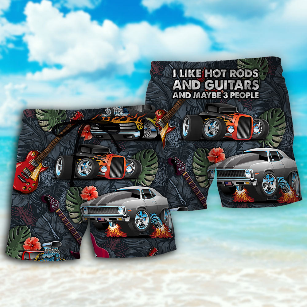 Hot Rod Guitar I Like Hot Rods And Guitars - Beach Short - Owls Matrix LTD