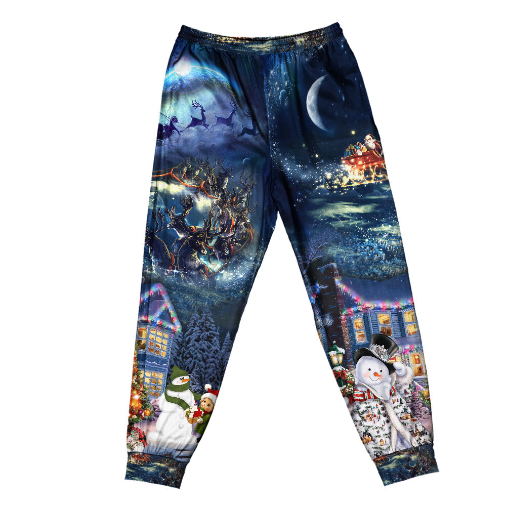 Pants / S Christmas Santa Claus Family In Love Light Art Style - Pajamas Short Sleeve - Owls Matrix LTD