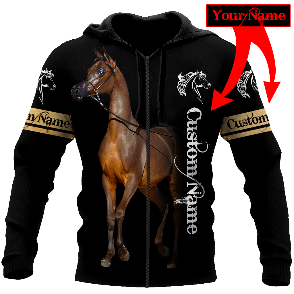 Arabian Horse Custom Name Art – 3D Hoodie