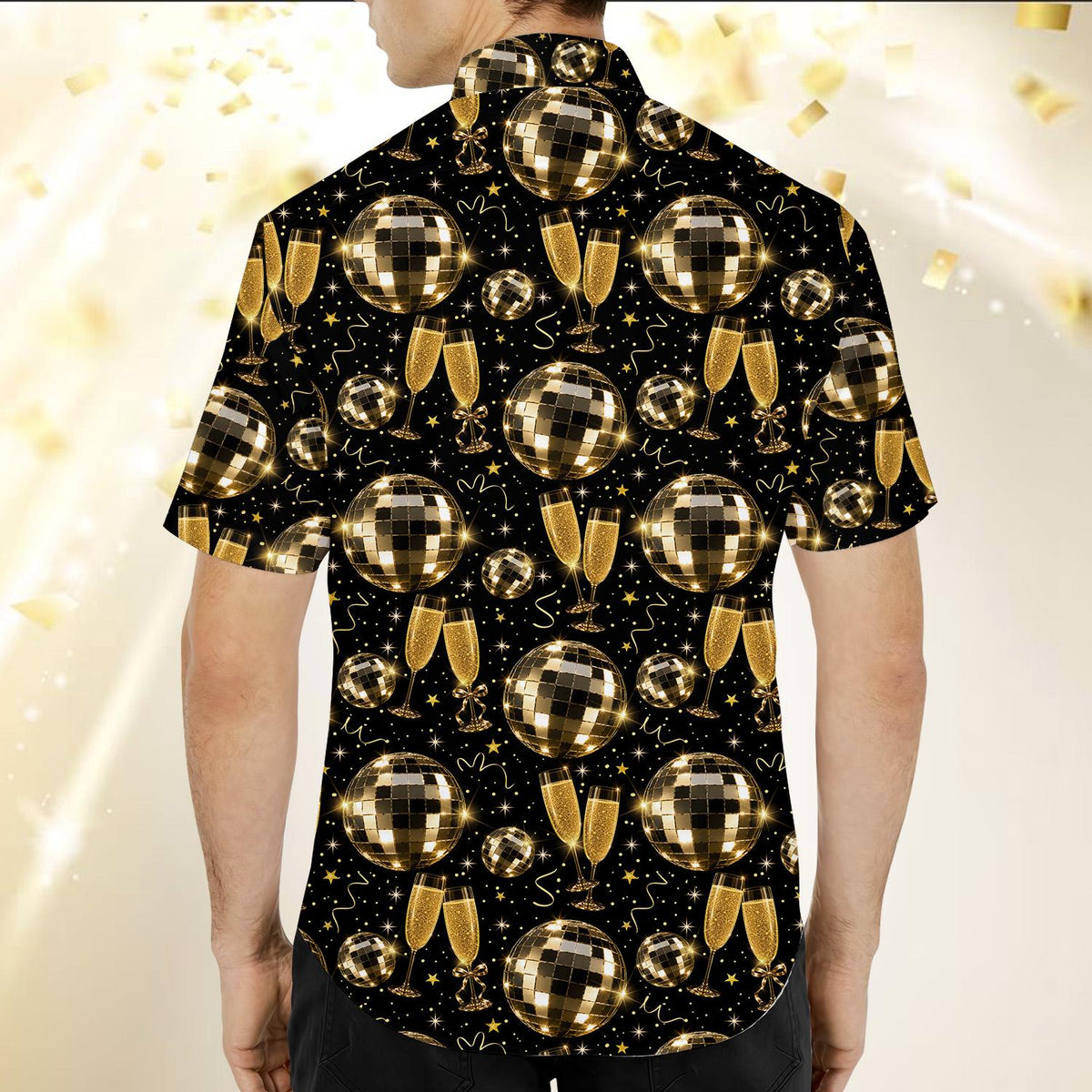 Happy New Year Disco Ball Champagne Countdown Party – Hawaiian Shirt