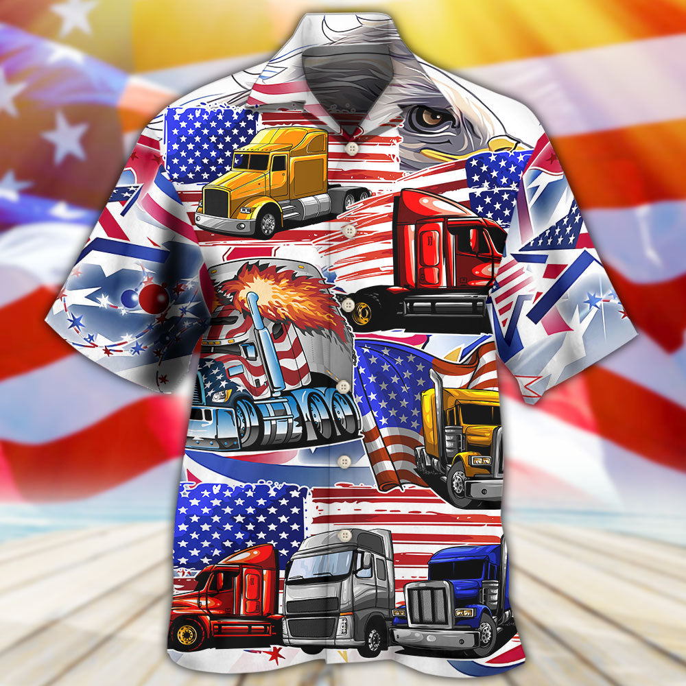 Truck US Flag Independence Art – Hawaiian Shirt