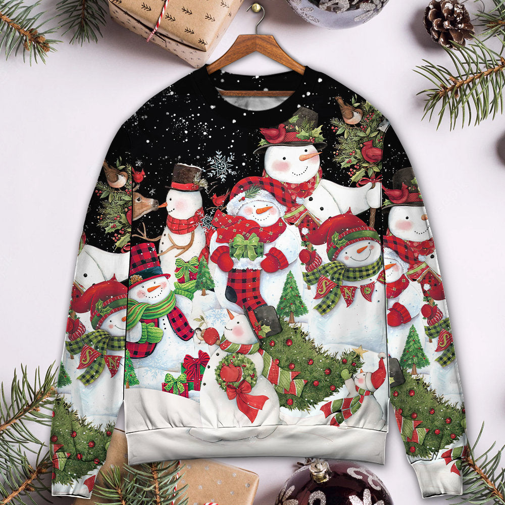 Christmas Cute Snowman Cardinal Happy Xmas – Sweater - Ugly Christmas Sweater