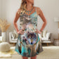 Tribal Wolf Dream Catcher Style – Women's Summer Sleeveless V-Neck Camisole Dress