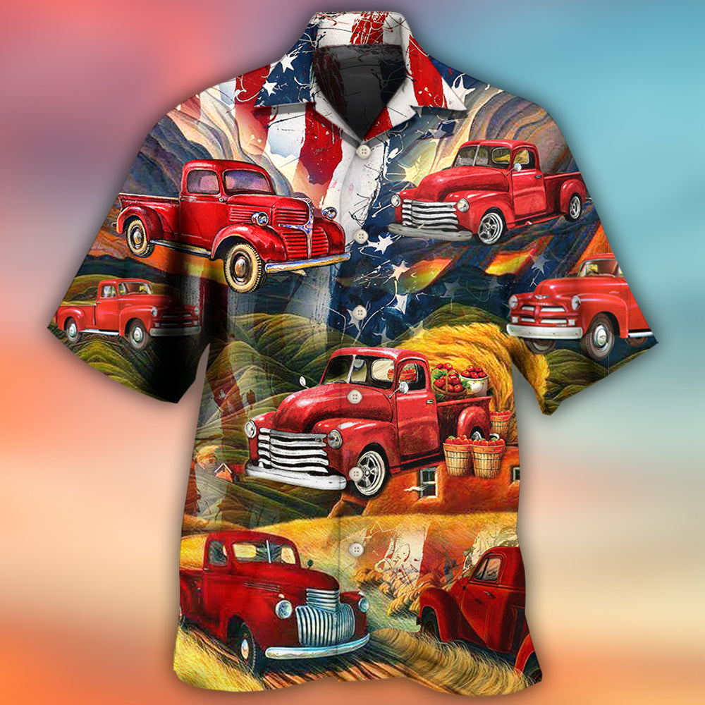 Independence Day Vintage Red Car Art – Hawaiian Shirt