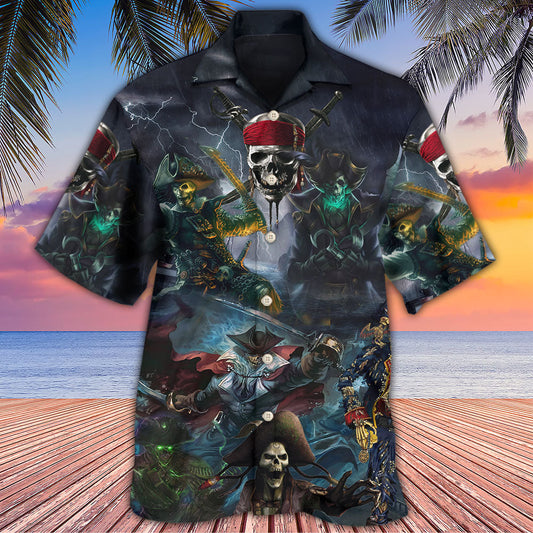 Pirate Skeleton With Thunder Storm – Hawaiian Shirt