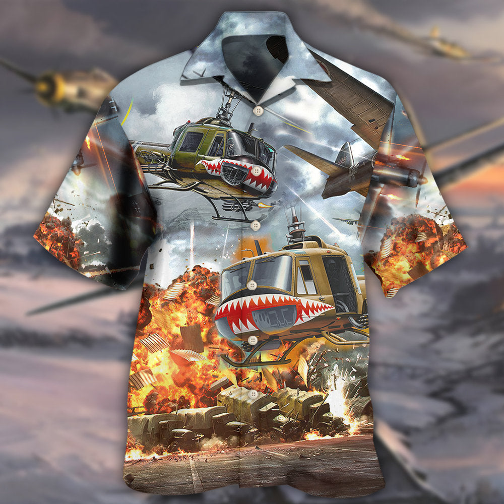 Military Fighter Jets Flying Sky - Hawaiian Shirt