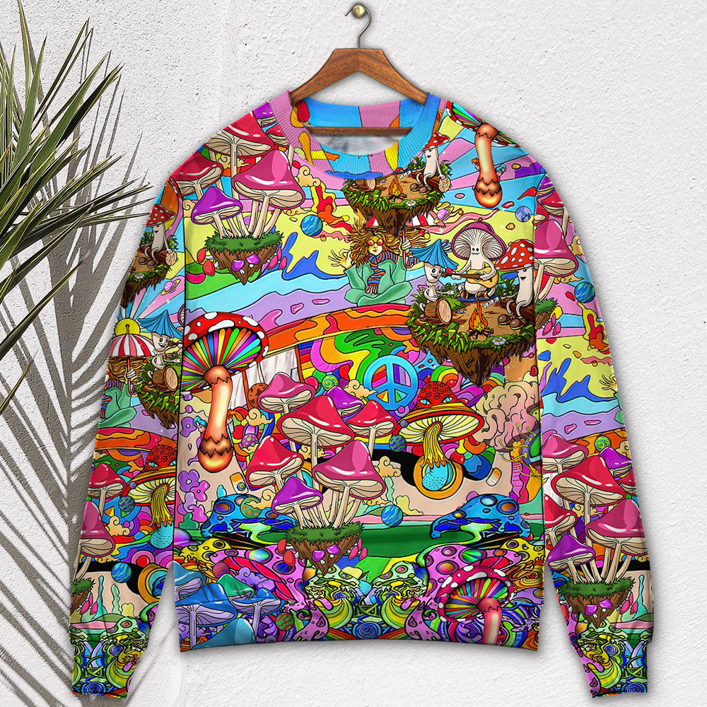 Hippie Mushroom Psychedelic Art Style – Sweater - Ugly Christmas Sweater