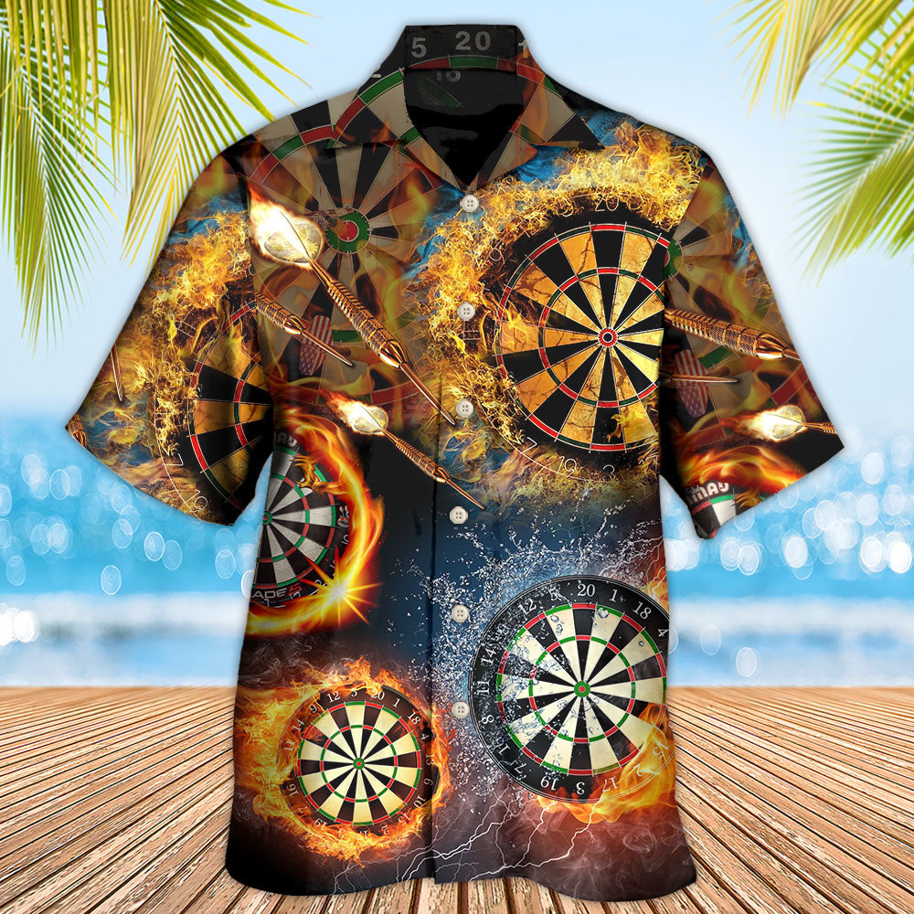 Flaming Fire Dart Action Art – Hawaiian Shirt