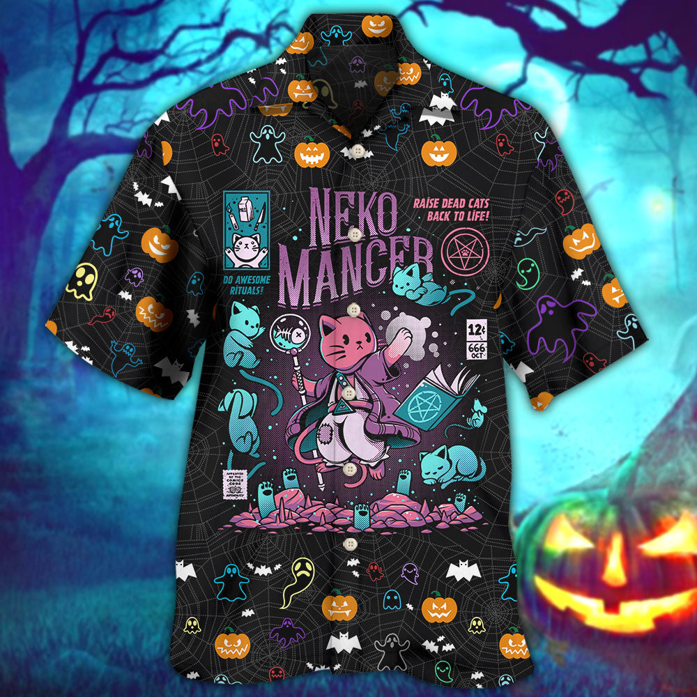 Halloween Mystic Cat Necromancer Art – Hawaiian Shirt