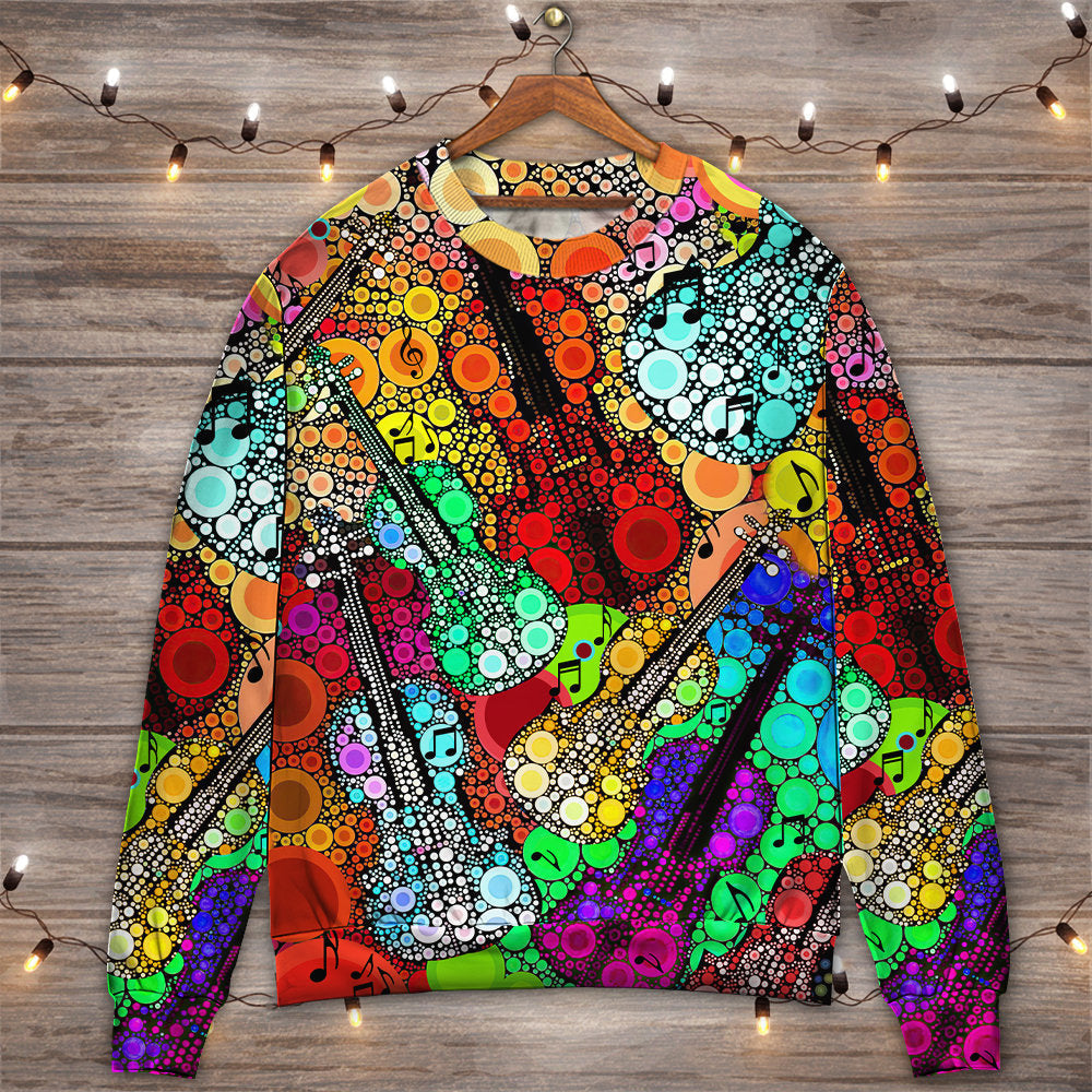 Guitar Scroll Bubble Colorful Art – Sweater - Ugly Christmas Sweater