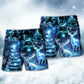 Christmas Deer Snowman Tree Glow Light Style - Beach Short - Owls Matrix LTD
