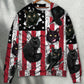 Black Cat Independence Day Style – Sweater - Ugly Christmas Sweater