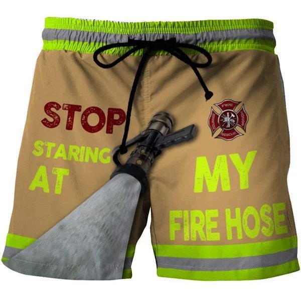 Firefighter Stop Staring At My Fire Hose Quote – Beach Short