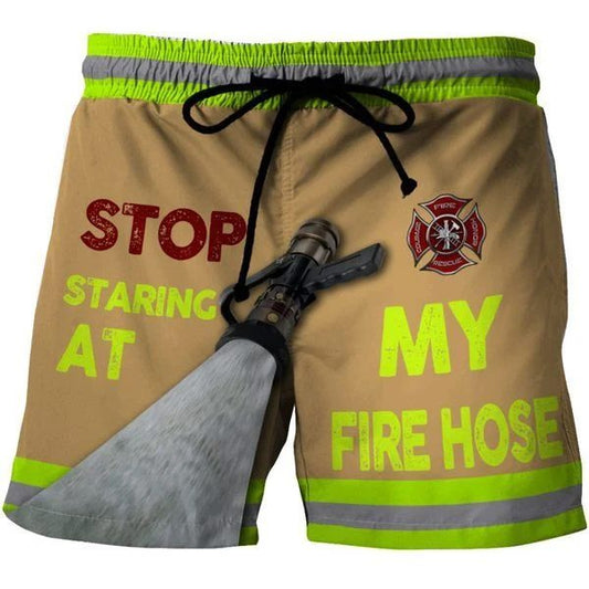 Firefighter Stop Staring At My Fire Hose Quote – Beach Short