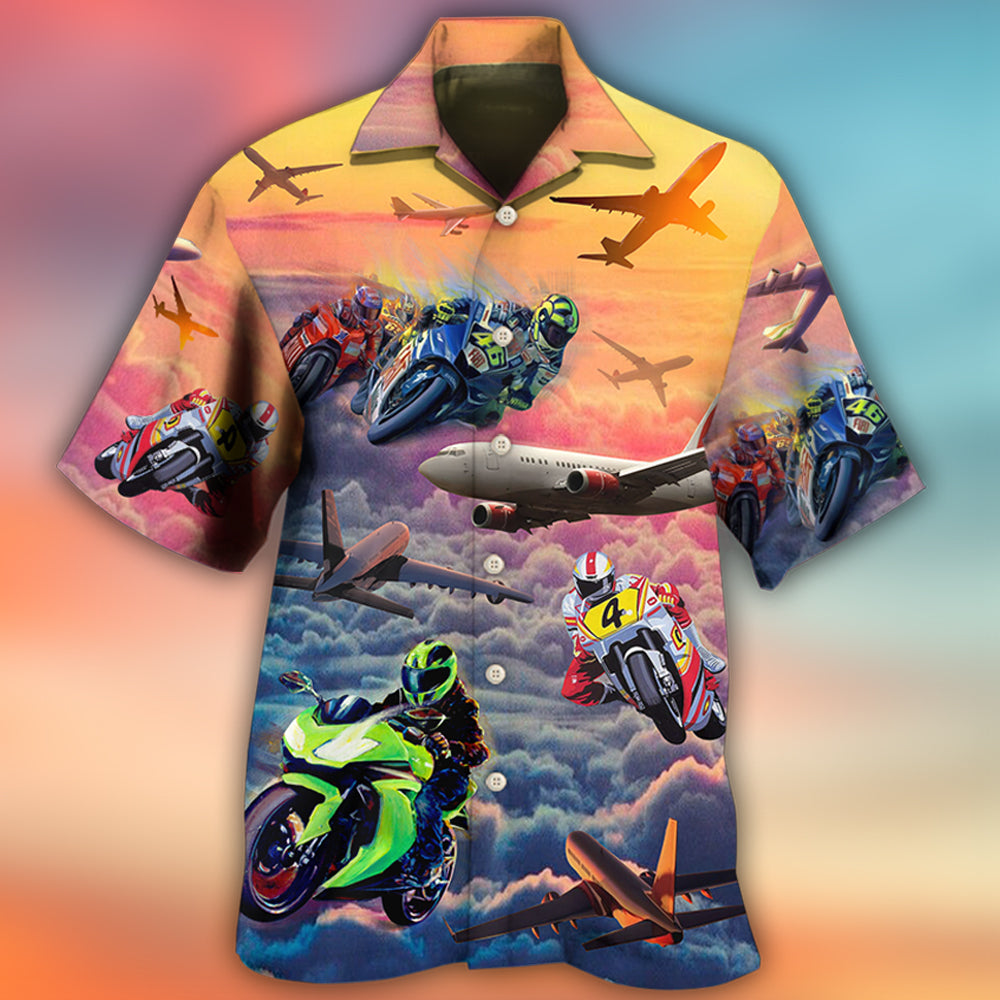 Motorcycle And Airplane Dream Sky - Hawaiian Shirt