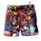 Beach Short / Adults / S America Independence Day Eagle Lighting - Beach Short - Owls Matrix LTD