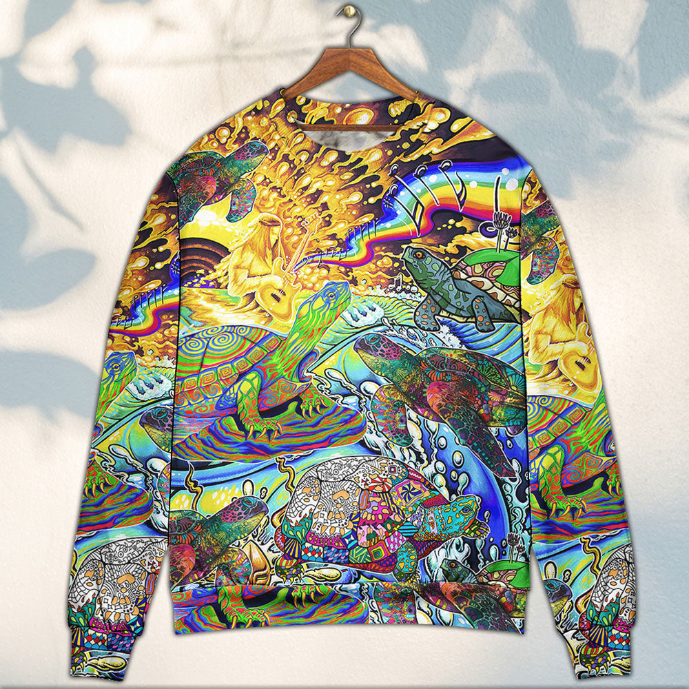 Hippie Turtle Colorful Peace Art – Sweater - Ugly Christmas Sweater