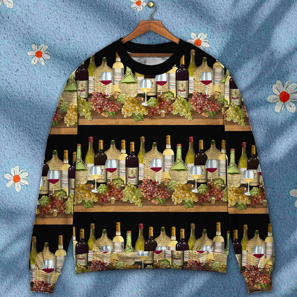 Wine Tasting Border Stripe Style – Sweater - Ugly Christmas Sweater