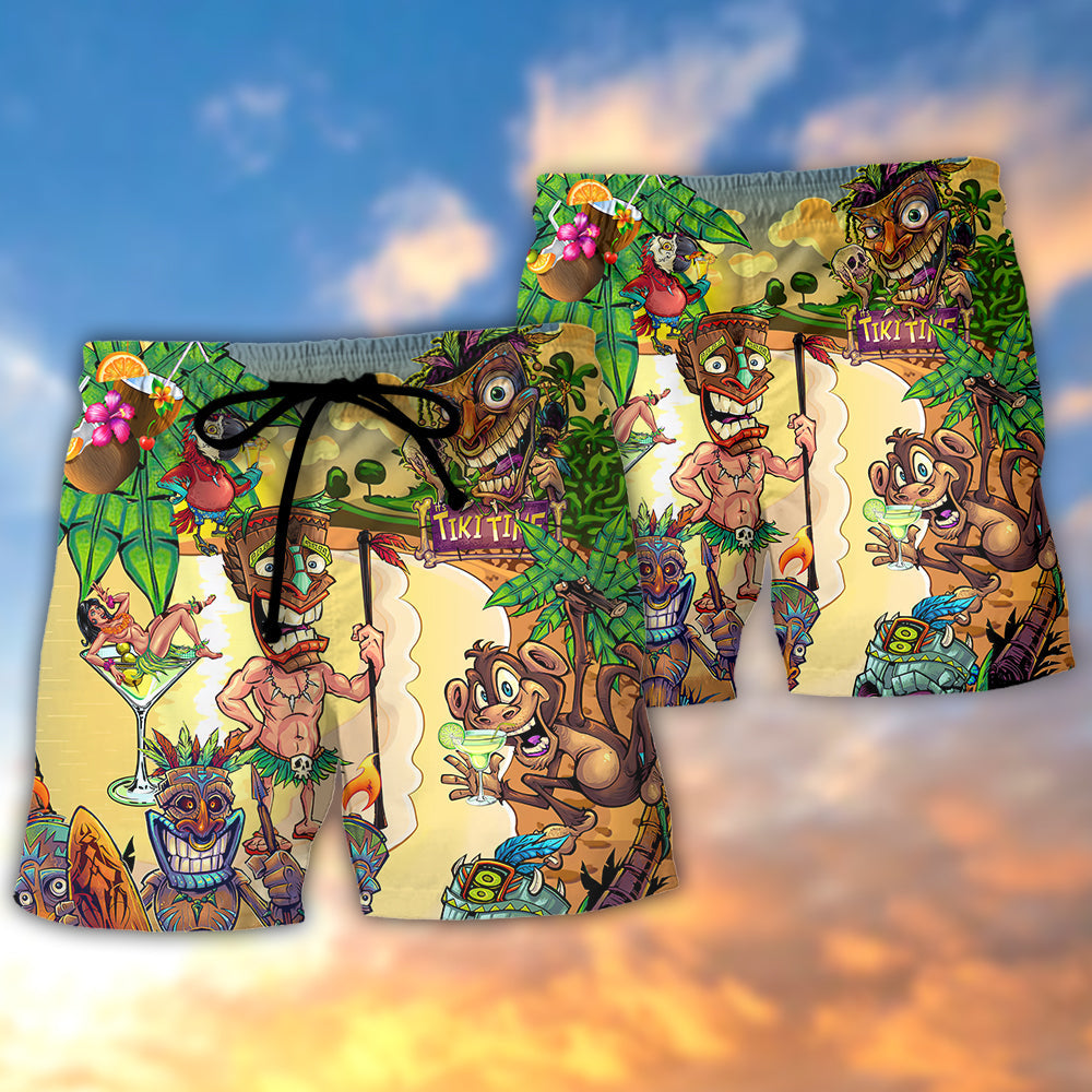 Cocktail Tiki Bar Summer Beach - Beach Short - Owls Matrix LTD