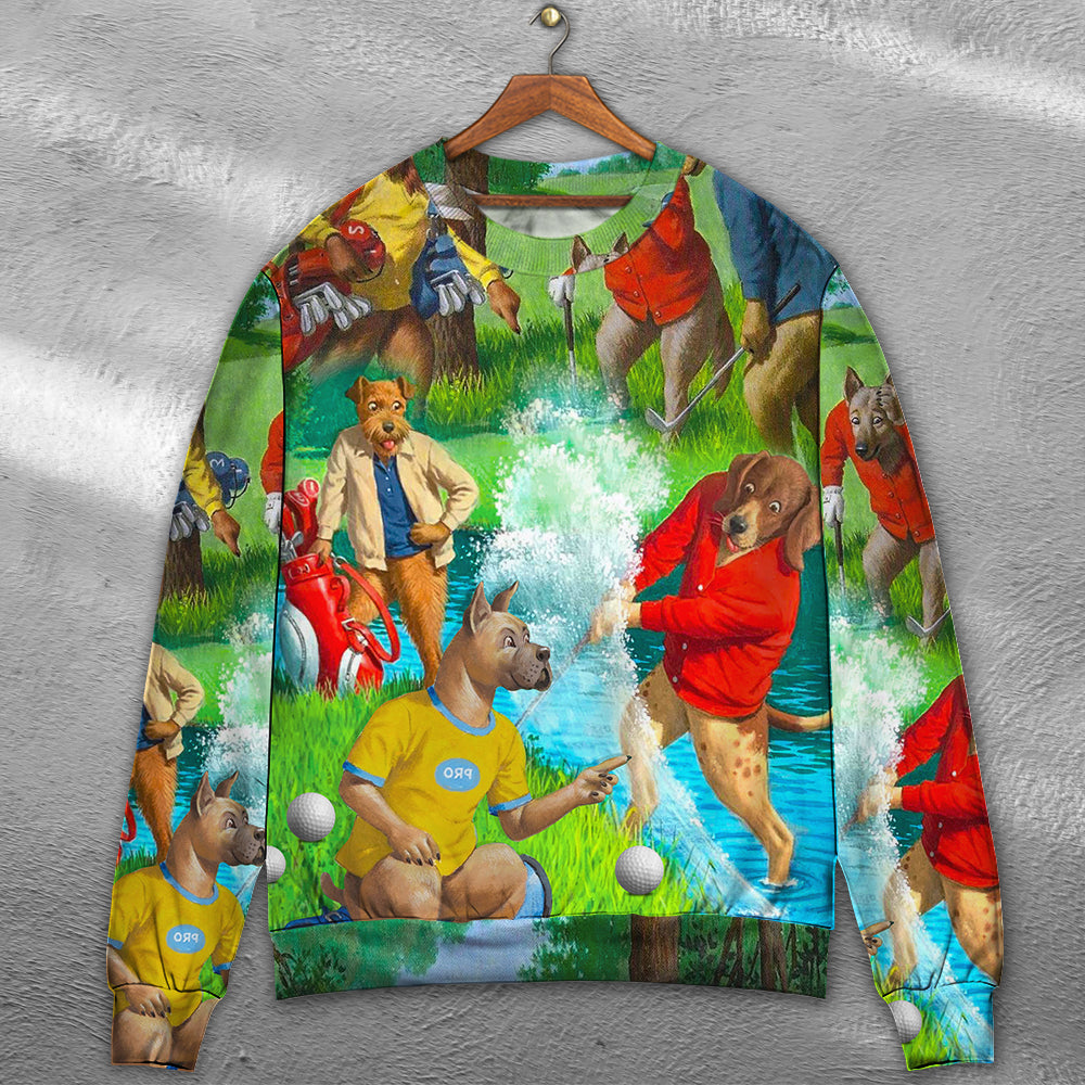 Golf Dog Lover Cool Art Style – Sweater - Ugly Christmas Sweater