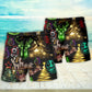 Neon Christmas Tree And Snowman Cool Art – Beach Short