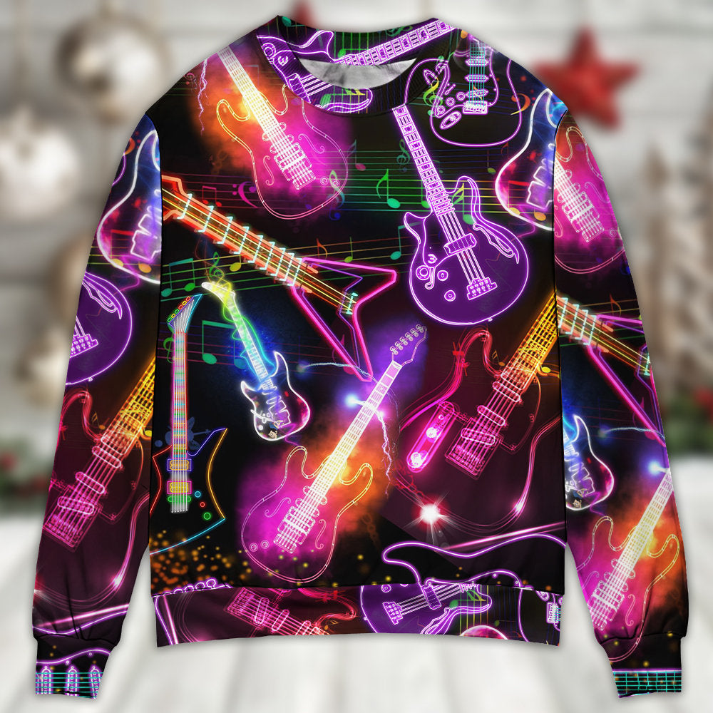 Guitar Neon Amazing Christmas – Sweater - Ugly Christmas Sweater