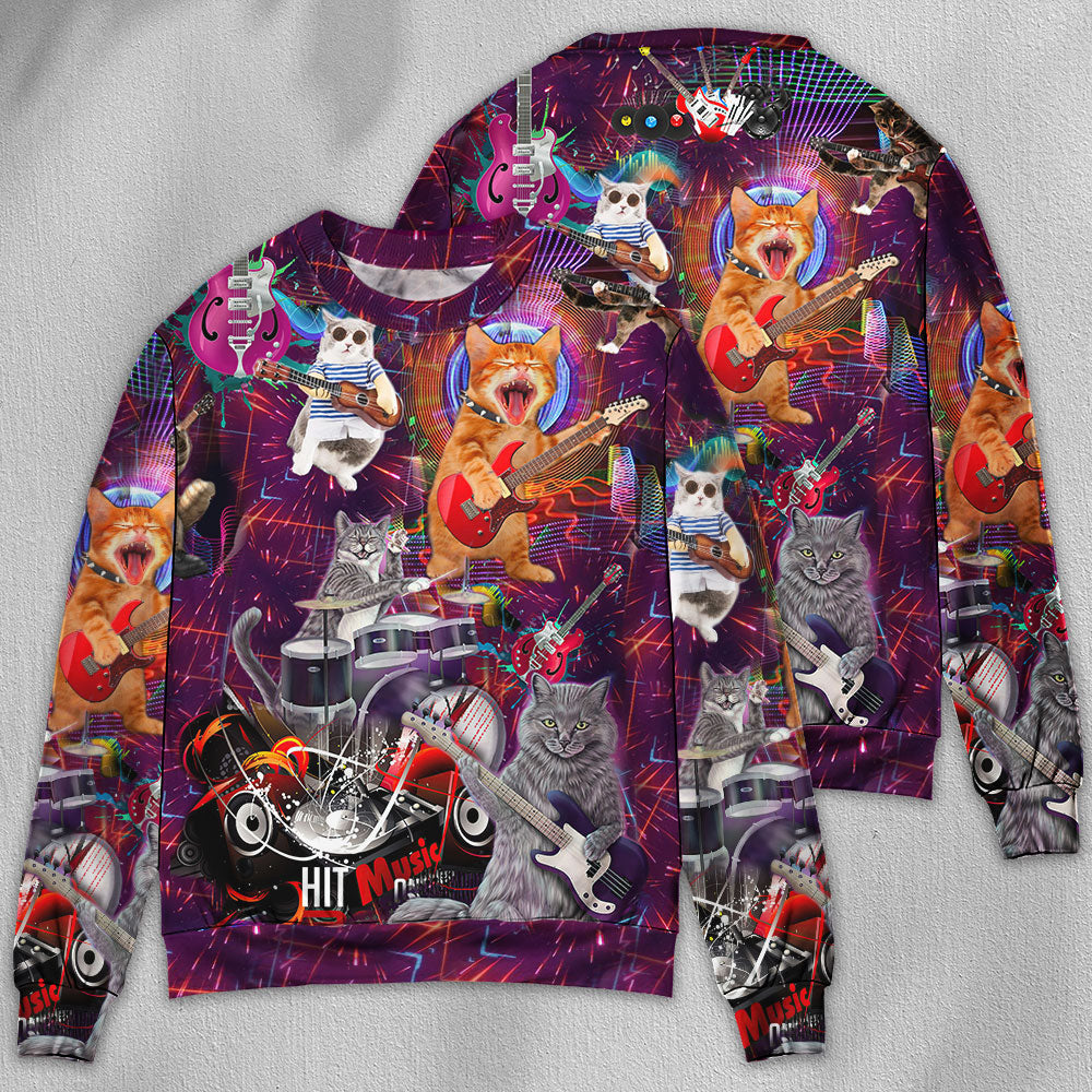Funny Rocker Cat Art Style – Sweater - Ugly Christmas Sweater