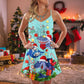 Christmas Funny Shark Holiday – Women's Summer Sleeveless V-Neck Camisole Dress